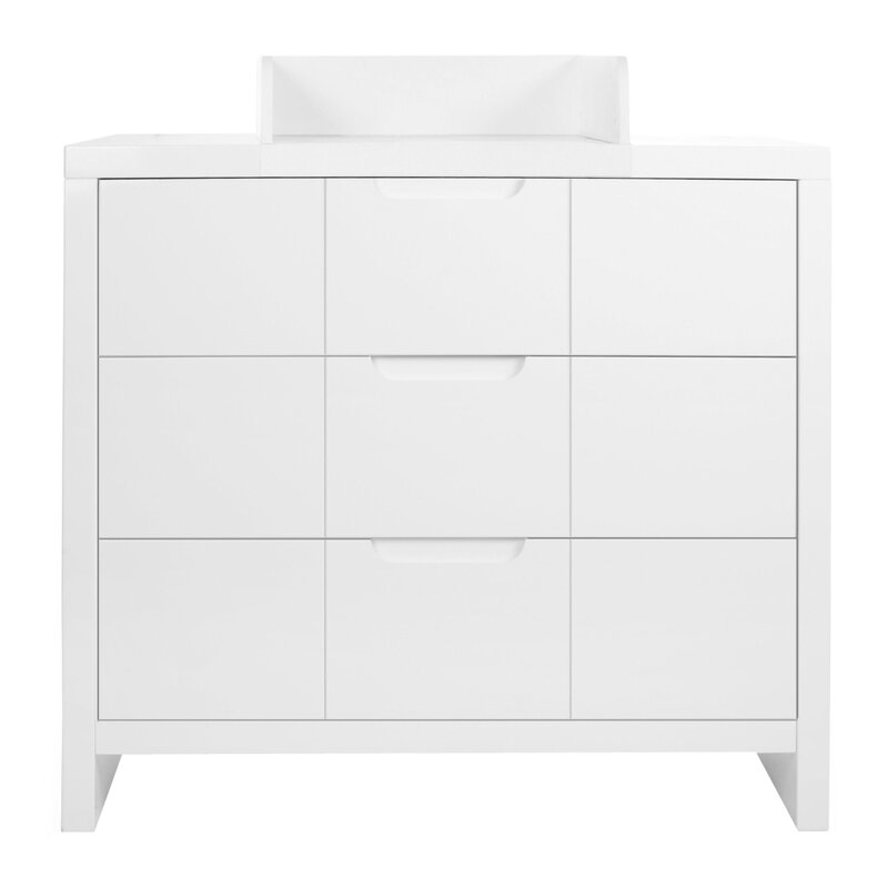 Childhome - Comoda Quadro White 100x55x89 cm cu masa de infasat, MDF Alb