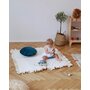 Babyly - Covor patrat de joaca termoizolant din spuma, pentru copii si bebelusi, pliabil, Catifea Bej cu volanas, 100x100cm - 4