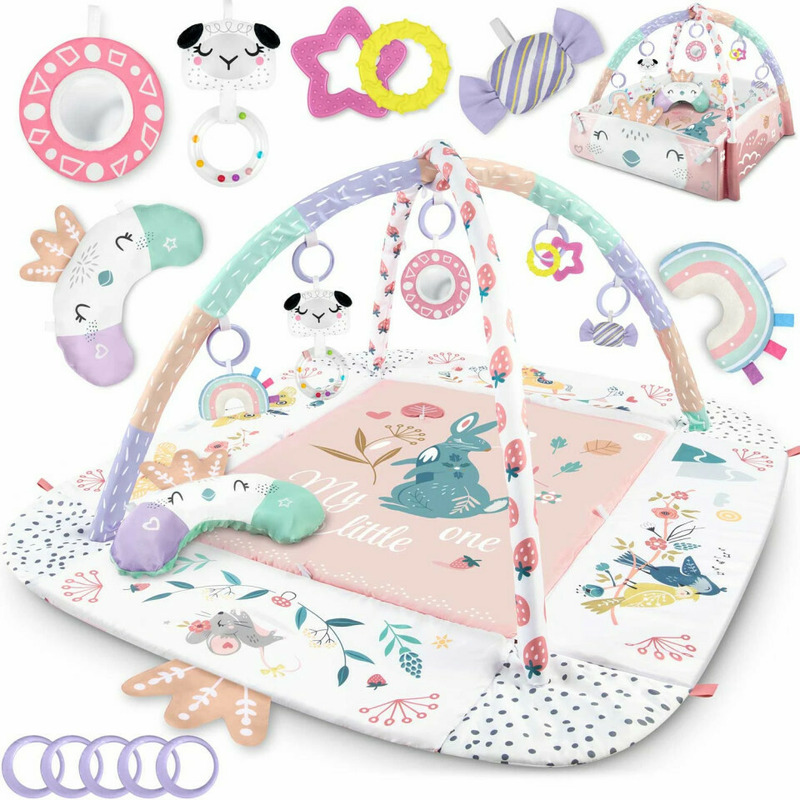 Covoras educativ pentru copii, multifunctional, pereti reglabili, 7 jucarii interactive, oglinda, 110 x 100 cm, nukido, pasari