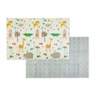 Covoras educativ, Petite&Mars, Campy L, Din spuma XPE non-toxica, Cu doua fete, Suprafata antiderapanta, 130x200 cm, Pliabil compact  40×32×21 cm, Model animalute si forme geometrice