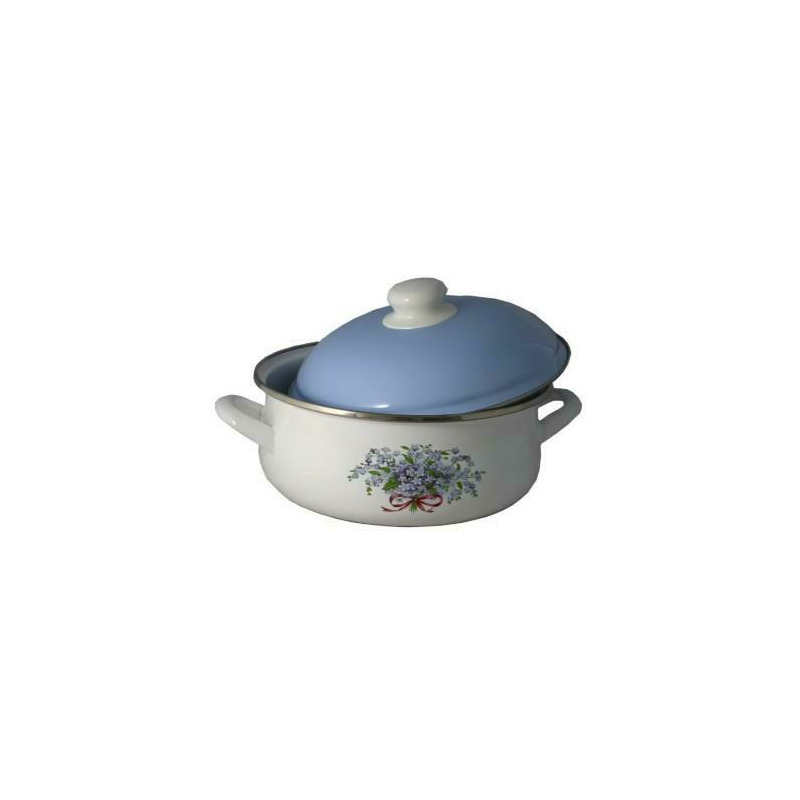 Cratita emailata, 3.5 litri, capac de 22 cm inclus, liliac multicolor