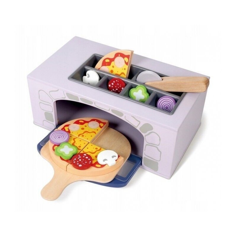 Cuptor pentru pizza din lemn + accesorii pentru bucatarie si alimente Ecotoys 4333