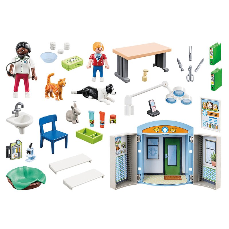 Playmobil - Set de constructie Cutie de joaca - Clinica veterinara City Life