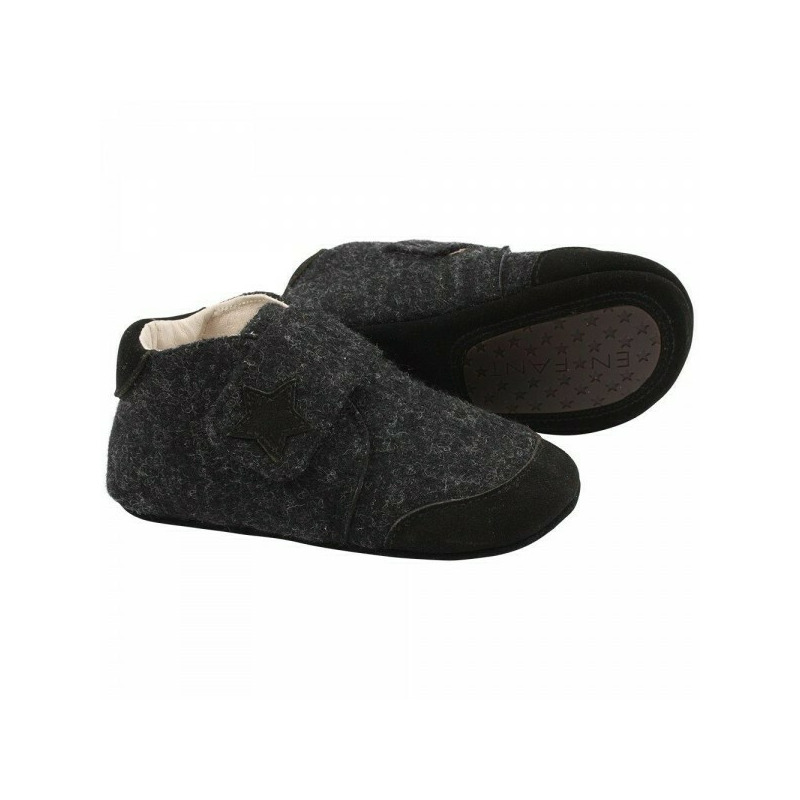 Dark grey 28 - papuci din lana cu scai si talpa antiderapanta - en fant