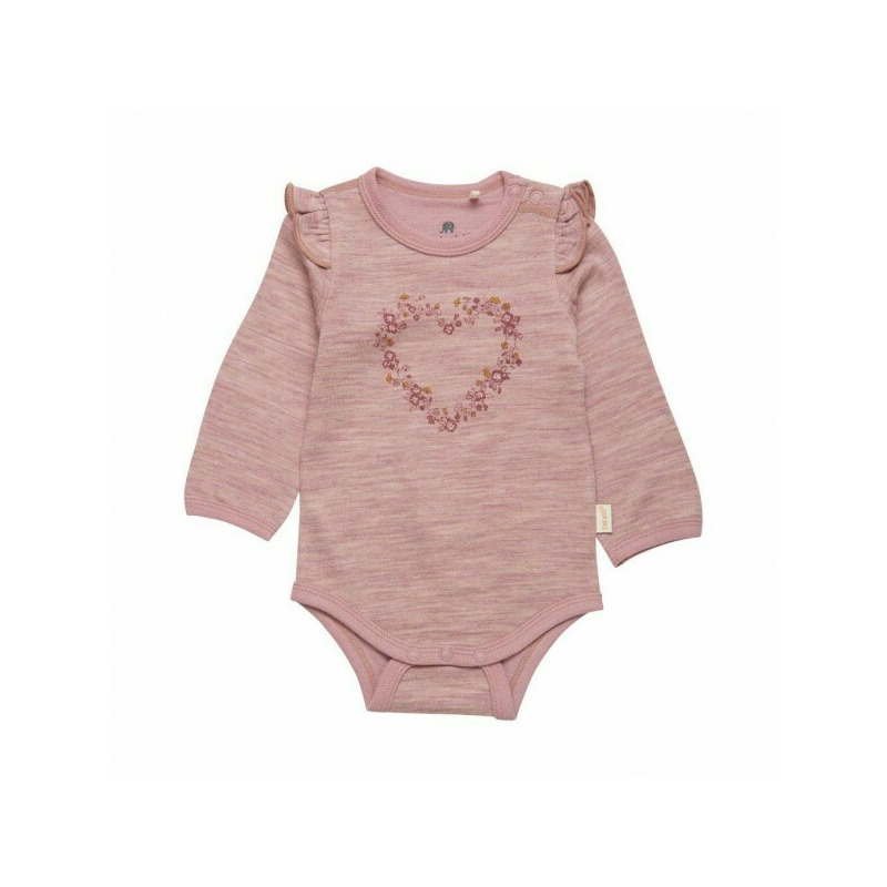 Deauville mauve 90 - body din lana merinos si bambus cu volanase si capse - celavi