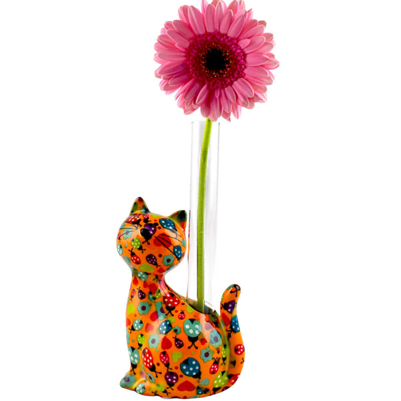 Decoratiune ceramica multicolora cu vaza