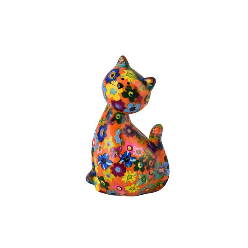 Decoratiune ceramica pisica caramel h13 cm