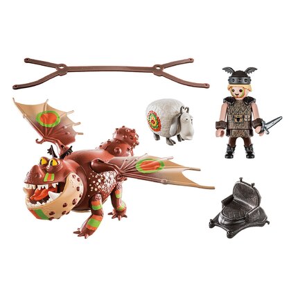 Playmobil - Set de constructie Cursa dragonilor - Fishlegs si Meatlug , Dragons