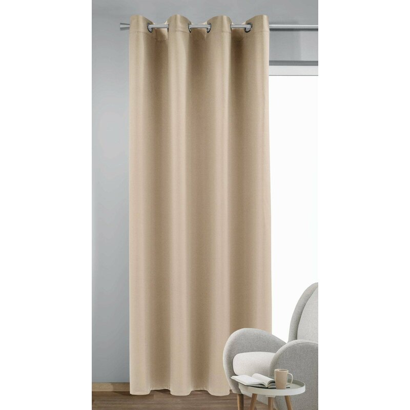 Draperie dimout, cu inele, mia dimout, l140 x h245, crem-bej