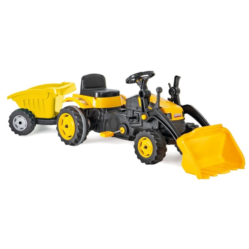 Pilsan - excavator cu pedale active cu remorca, cu cupa, galben