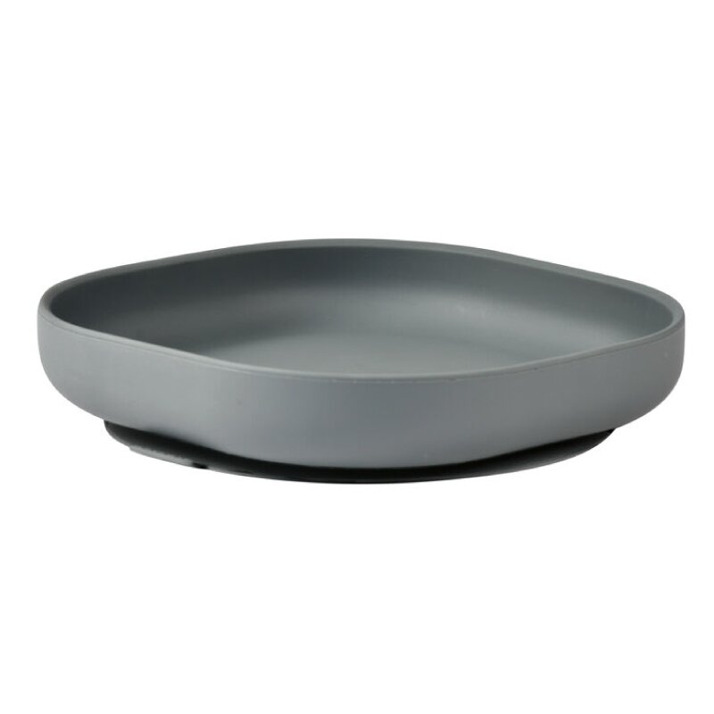 Beaba - Farfurie silicon cu ventuza Mineral Grey