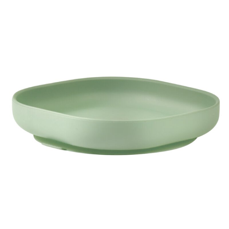Beaba - Farfurie silicon cu ventuza Sage Green