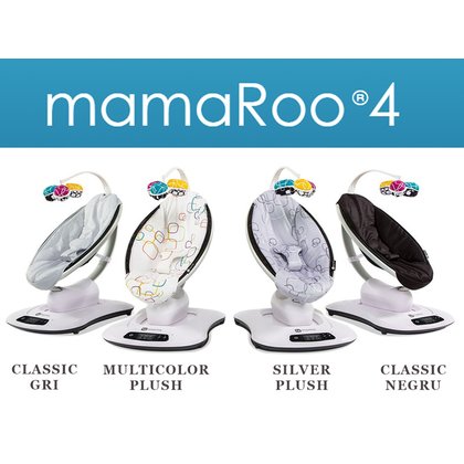 4Moms - Fotoliu balansoar bebelusi, MamaRoo 4.0, Conexiune Bluetooth, Classic Gri