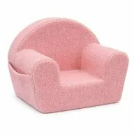 Fotoliu din burete, New Baby, Pentru copii, Cu buzunar lateral, Cu Husa detasabila, Din materiale certificate Oeko Tex Standard 100, Teddy Pink