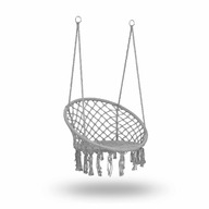 Fotoliu tip balansoar suspendat, Sofotel, Boho, 150 kg, cadru cercuri metalice, Gri