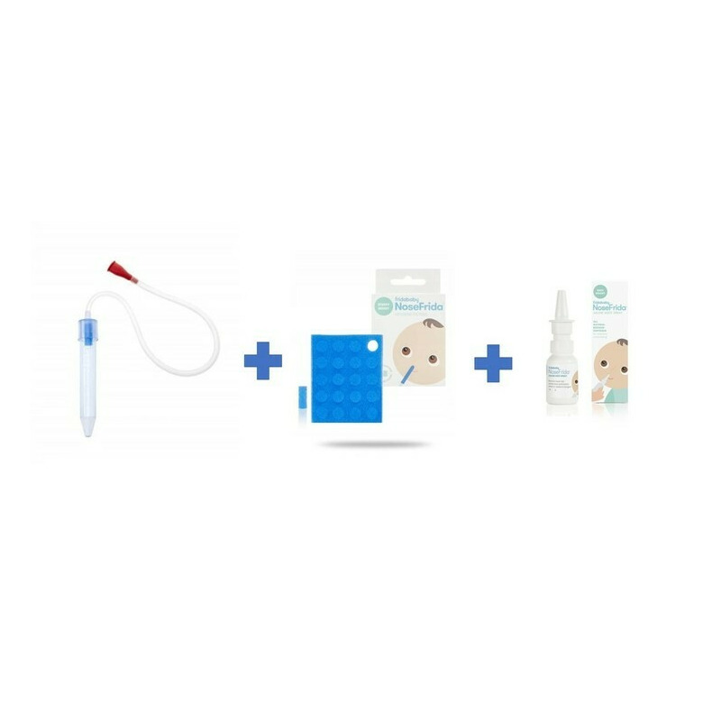 FridaBaby - Kit aspirator nazal, 3 in 1, Cu spray cu apa de mare, 10 filtre igienice, Testat si recomandat de pediatrii suedezi, Fara ftalati si BPA, Transparent