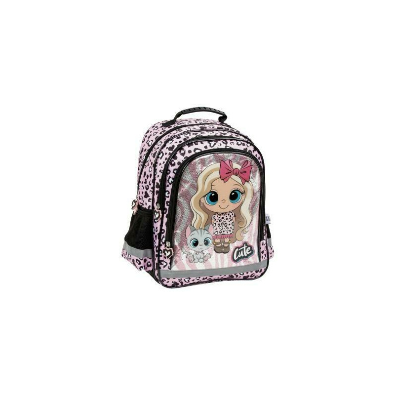 Ghiozdan ergonomic pentru scoala, fetite, derform, 3 compartimente, model fetita cute pl15bbf10