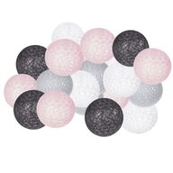 Springos - Ghirlanda luminoasa cu 20 globuri textile cu led  pink/graphite