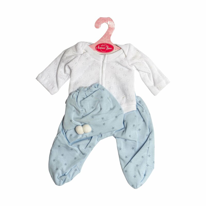 Antonio juan - hainute pentru papusi de buc 33 cm, body alb, pantalonasi si caciulita cu stelute @