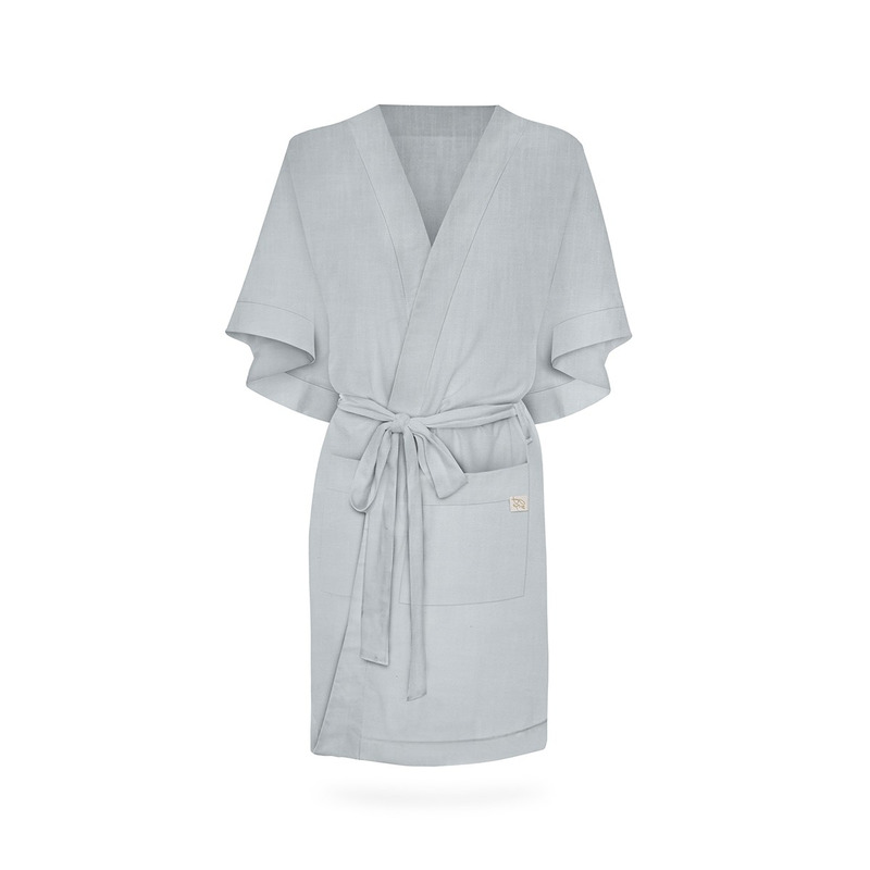 Halat kimono pentru gravide si mamici, vascoza si in, marime universala, gri puf