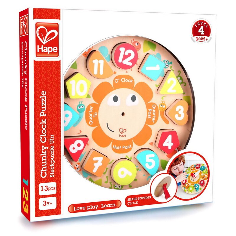 Hape - Jucarie educativa Ceas, Cu forme geometrice