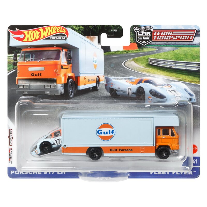 Mattel - hot wheels transportator fleet flyer cu masinuta porsche 917 eh scara 1:64