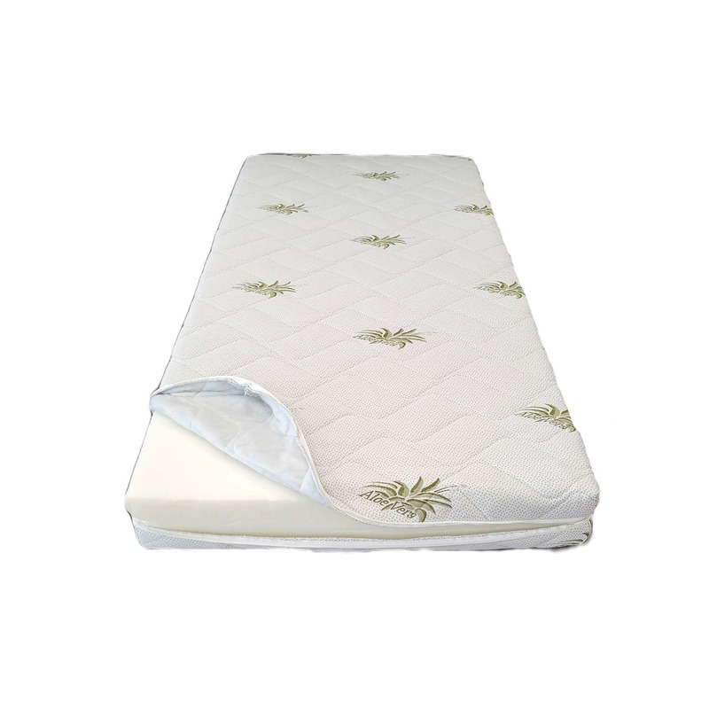 Husa saltea 100x200x25, aloe vera, matlasata, lavabila, detasabila, cu fermoar 4 laturi