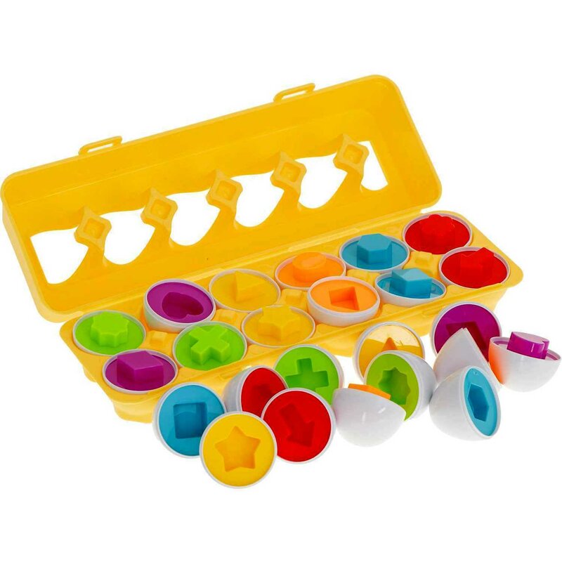 Ikonka - joc educativ matching eggs, 12 oua, pentru invatarea formelor si culorilor