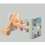 Joueco - Banc de lucru cu ciocanel, Familia Wildies, Din lemn certificat FSC, 26x12 cm, 12 luni+, 10 piese, Multicolor - 5