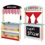 Joueco - Jucarie de lemn din lemn certificat FSC, 2 in 1, Teatru si magazin, Cu accesorii, 110 x 68.5 x 23 cm, 3 ani+, Multicolor - 1
