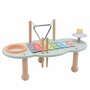 Joueco - Masuta muzicala multifunctionala din lemn certificat FSC, Cu accesorii, 44,8 x 22,5 x 24,5 cm, Multicolora - 1