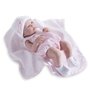 Jucarie Bebe fetita 43 cm costum vara roz si paturica - 1