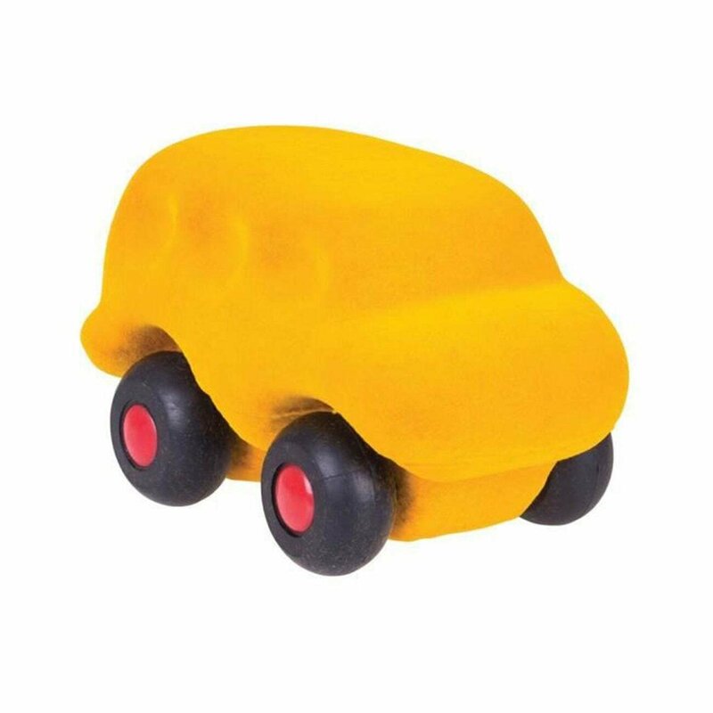 Rubbabu - jucarie cauciuc natural autobuz, 12 cm, galben,