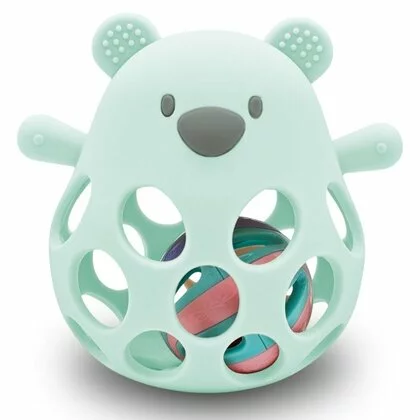 Jucarie de dentitie si zornaitoare, Bocioland, BPA Free, Teddy Bear Mint