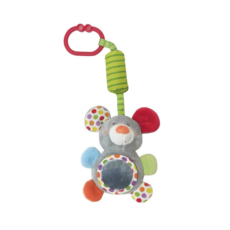 Lorelli Toys - Jucarie carucior Soricel 13 cm, Cu clopotel, Cu oglinda din Plus