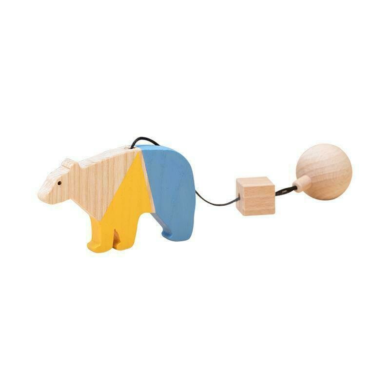 Mobbli - Jucarie din lemn urs polar, colorat, pentru carusel / centru de activitati,