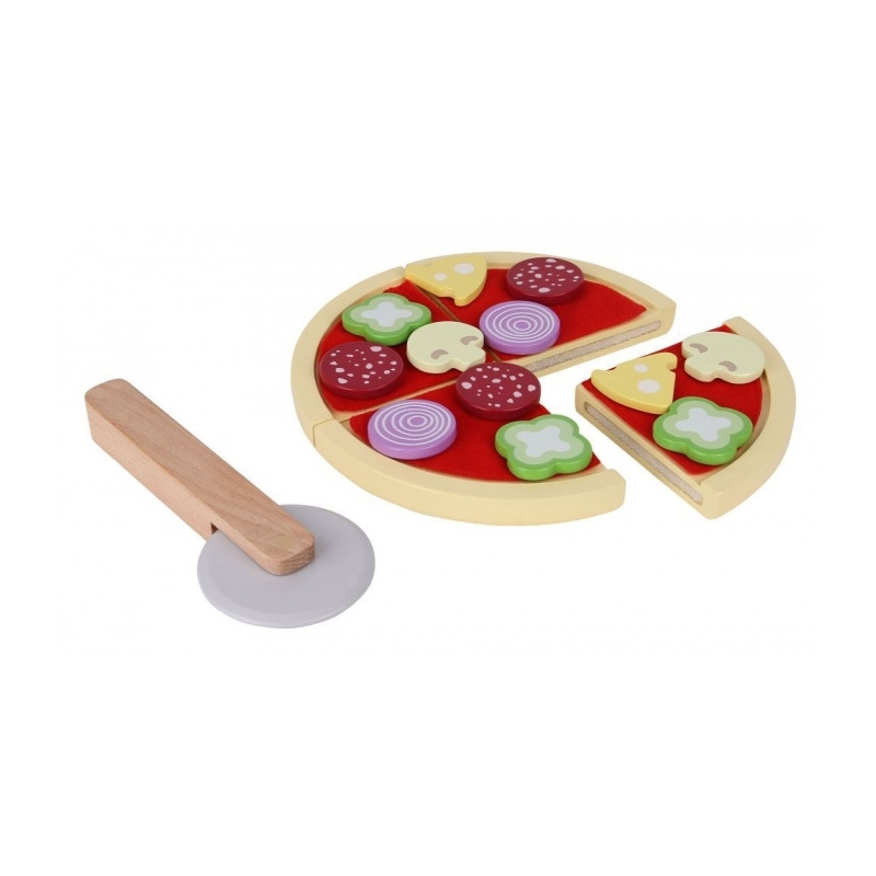Jucarie interactiva de lemn sub forma de pizza Ecotoys 4221