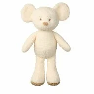 Jucarie plus bebelusi, Nattou, Cuddly Mouse, 24 cm, Material moale si pufos, Stimuleaza simtul tactil si motricitatea fina, Prieten de joaca si mangaiere, 0 luni+, Bej