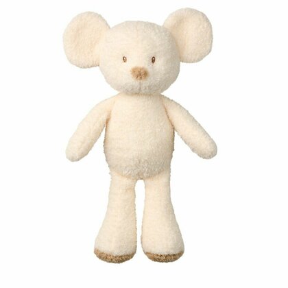 Jucarie plus bebelusi, Nattou, Cuddly Mouse, 24 cm, Material moale si pufos, Stimuleaza simtul tactil si motricitatea fina, Prieten de joaca si mangaiere, 0 luni+, Bej