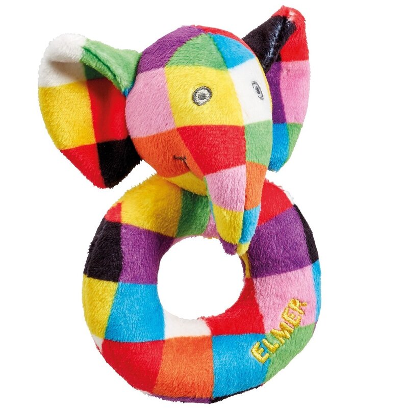Rainbow designs - jucarie zornaitoare din plus elefantul elmer, 12 cm