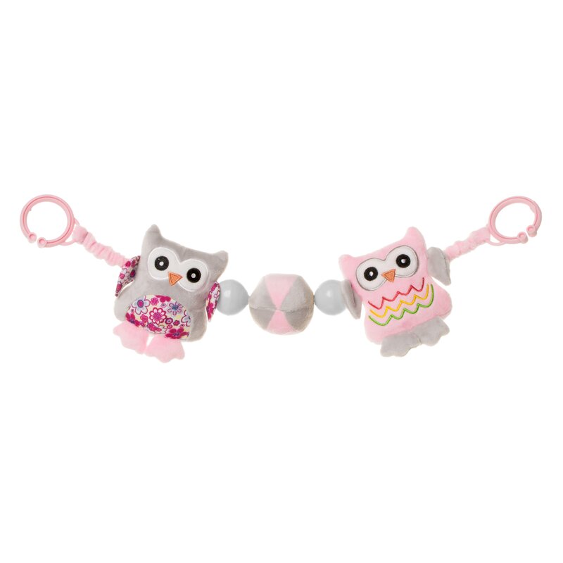 4baby - jucarie zornaitoare plusata pentru carucior pram toy bufnite roz