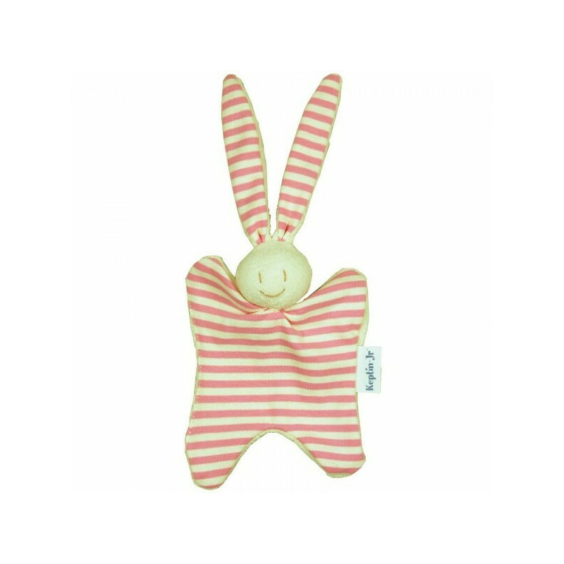 Jucarie zornaitoare textila din bumbac organic - keptin jr - little rabbit pink