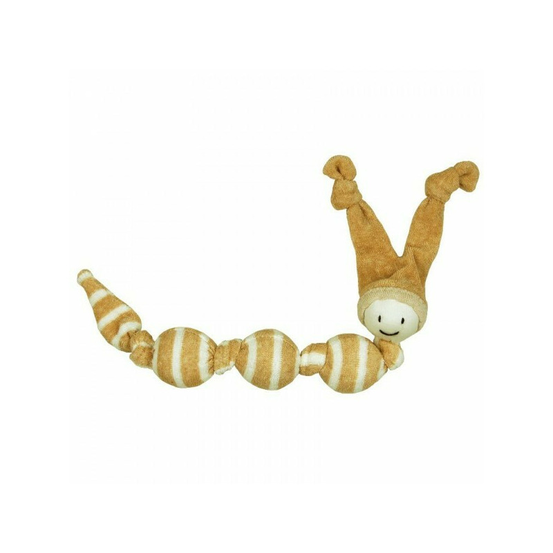 Jucarie zornaitoare textila din bumbac organic - keptin jr - sneeky natural brown