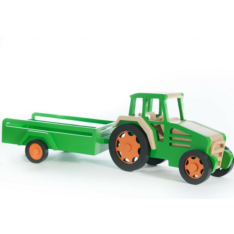 Marc toys - jucarii montessori tractor cu remorca,
