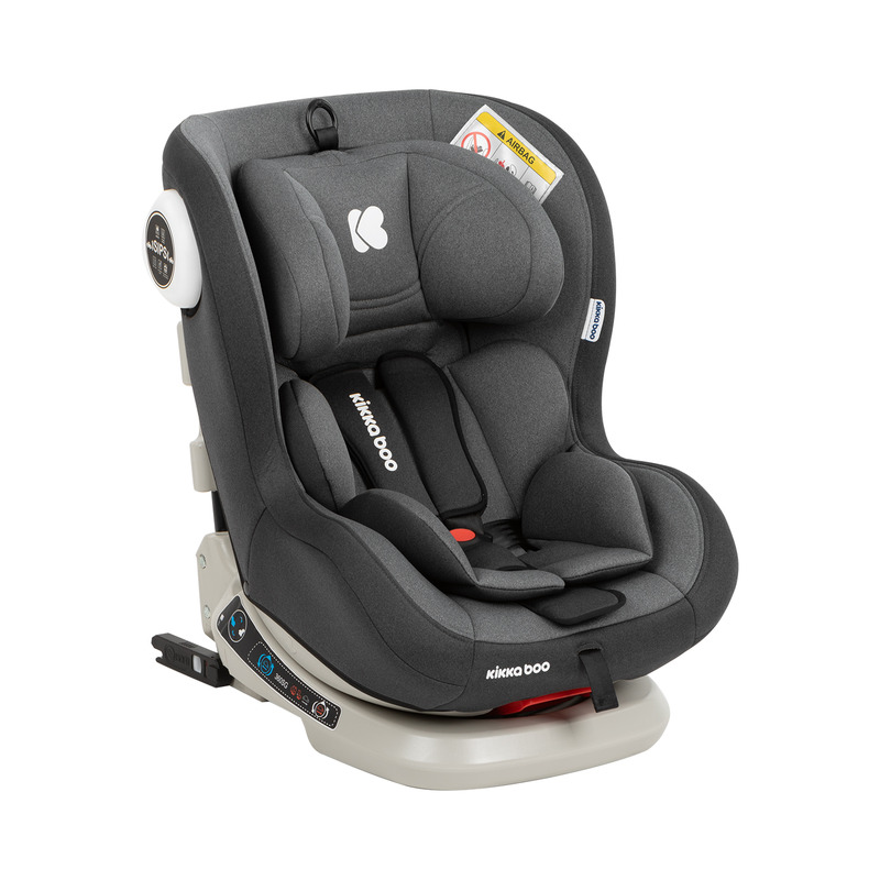 Kikkaboo - scaun auto twister 0- 25 kg, grupa 0+/1/2, cu isofix, sistem de protectie laterala, 2 pozitii de inclinare spatar, 5 pozitii de ajustare tetiera, gri