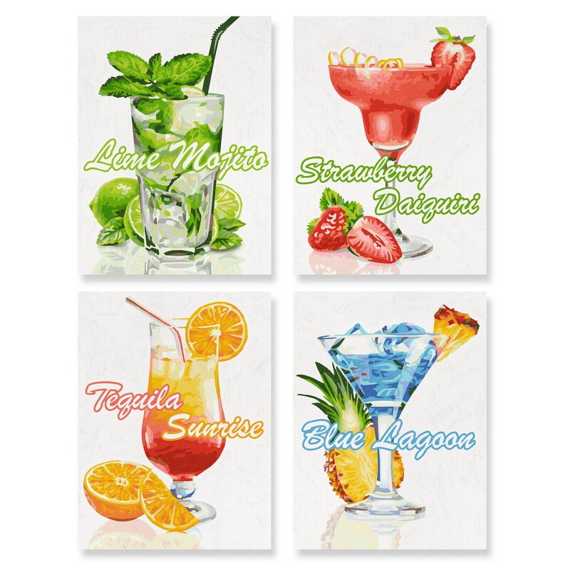 Simba - Pictura pe numere Cocktail-uri , Schipper , 5 tablouri, Multicolor