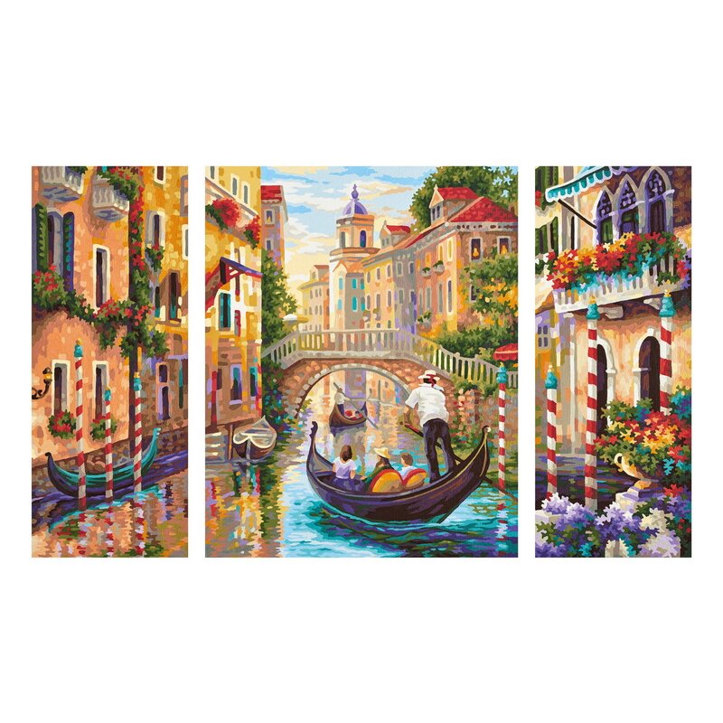 Simba - pictura pe numere in venetia pe canale , schipper , 3 tablouri, multicolor