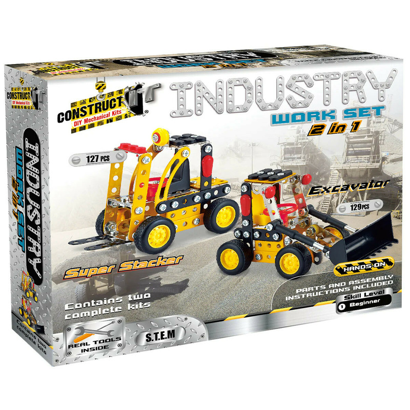 Kit stem vehicule de construcție 2 in 1, nivel incepator