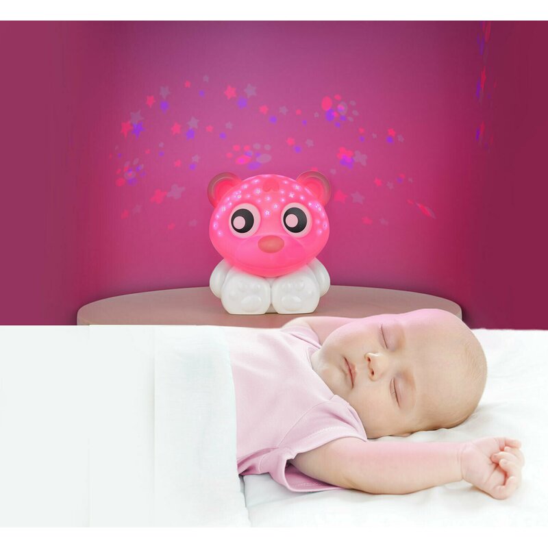 Lampa de veghe si proiector, Cu 30 de minute de proiectii, Cu 2 culori, Portabila, Playgro, Pink & White