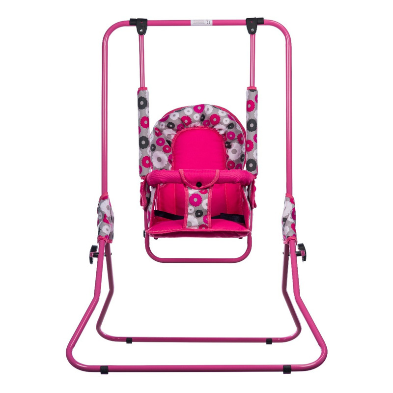 Leagan pentru copii, appekids, cu spatar reglabil, pink flowers